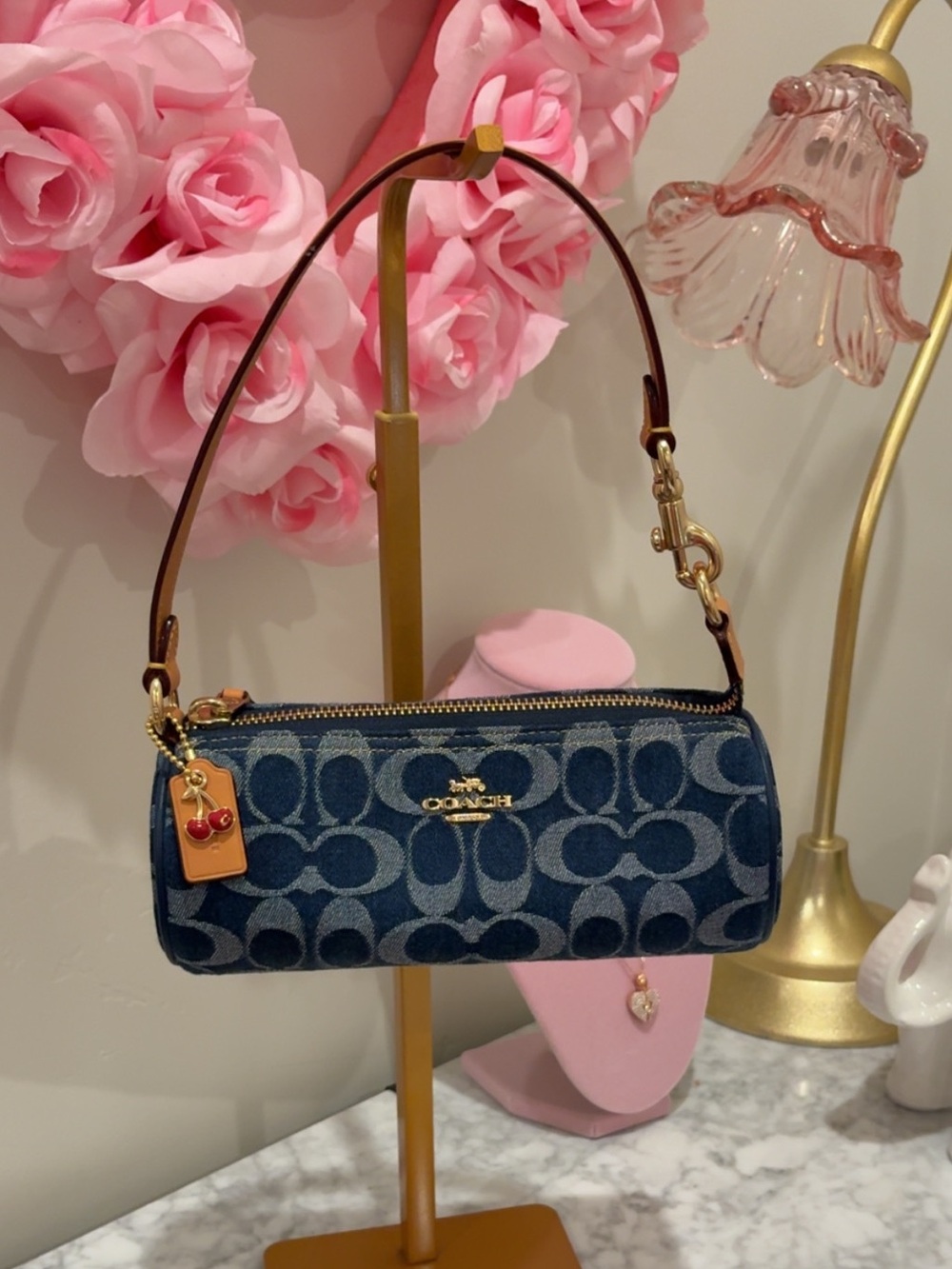 Coach Denim Mini Barrel bag